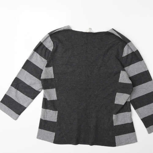 CC Womens Grey Striped Knit Pullover Jumper Size XL