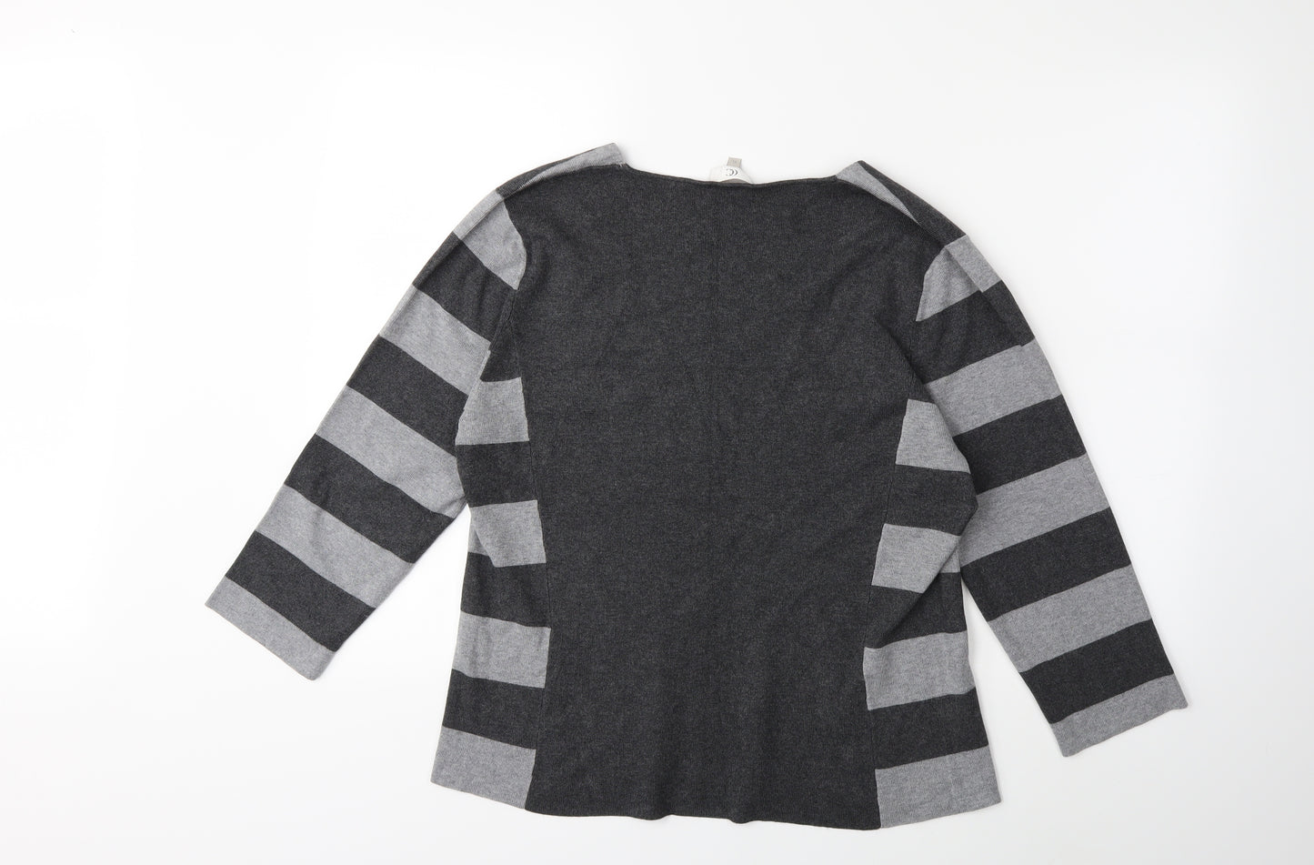CC Womens Grey Striped Knit Pullover Jumper Size XL
