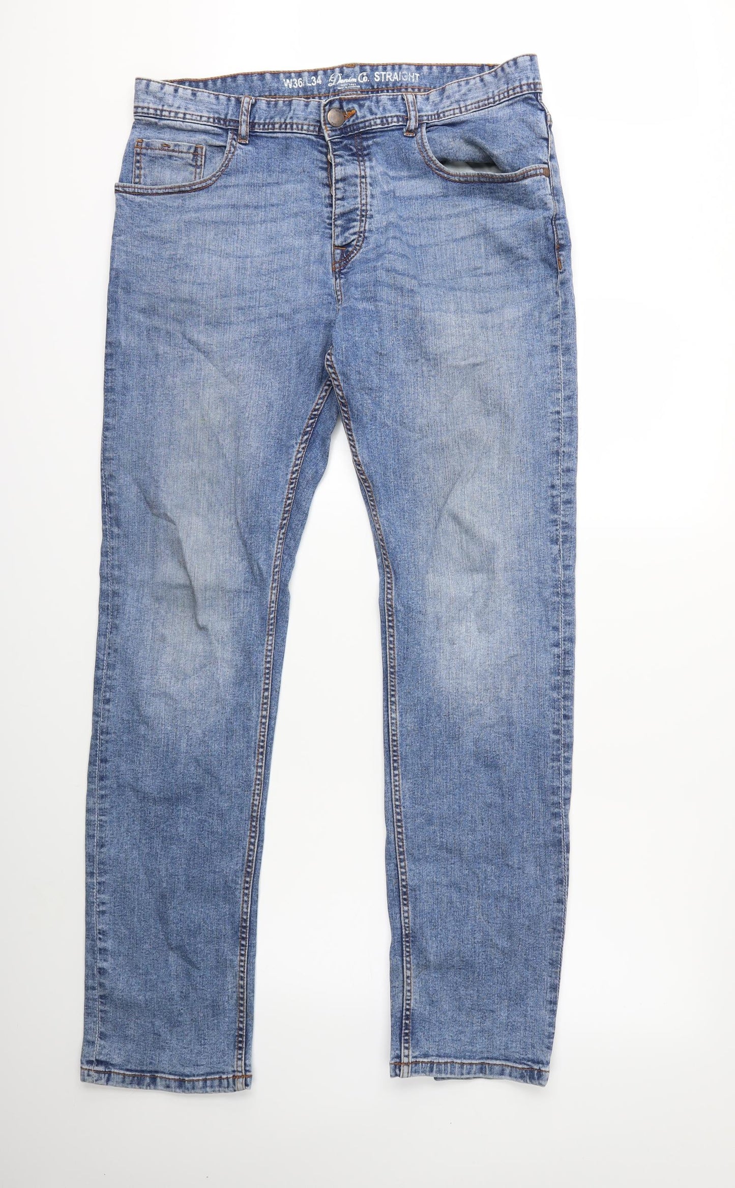 Denim & Co. Mens Blue  Denim Straight Jeans Size 36 in L34 in