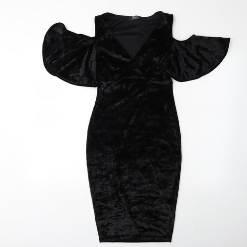 Girls On Film Womens Black  Velour Bodycon  Size 8