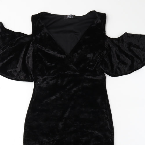 Girls On Film Womens Black  Velour Bodycon  Size 8