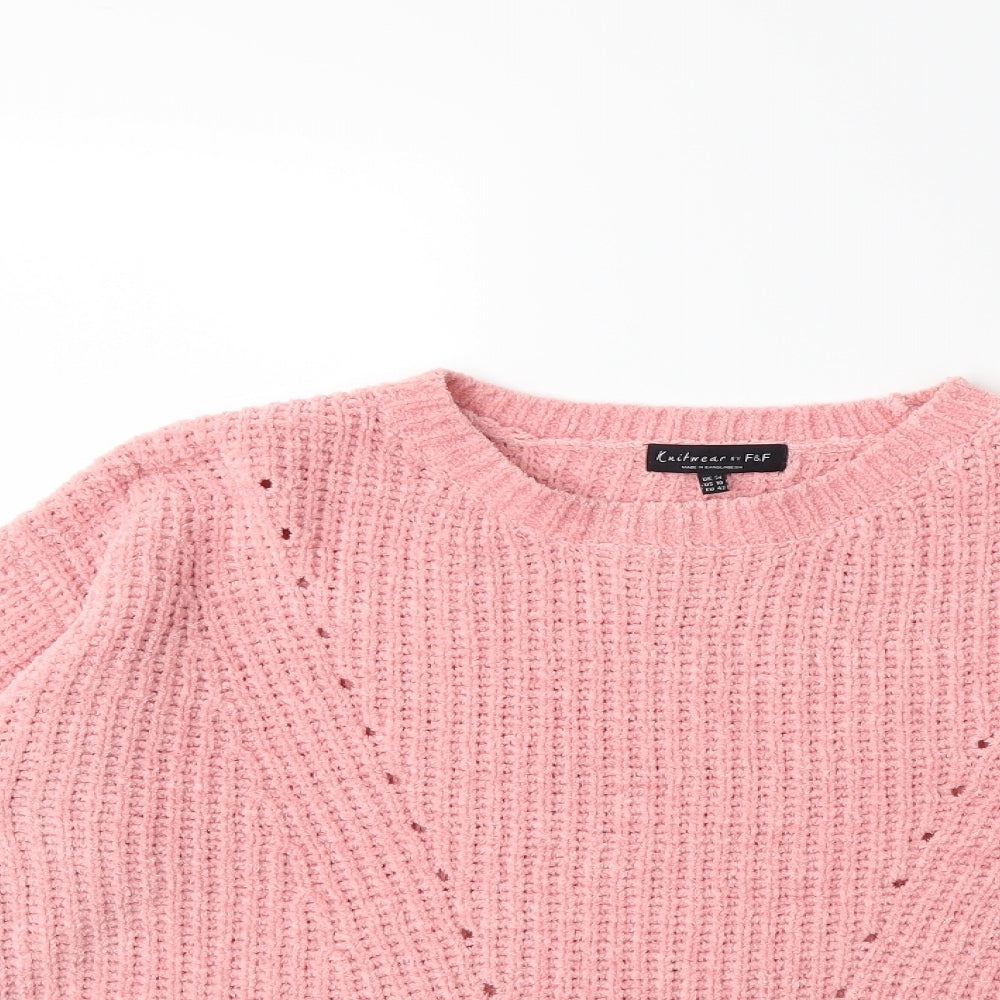 F&F Womens Pink  Knit Pullover Jumper Size 14