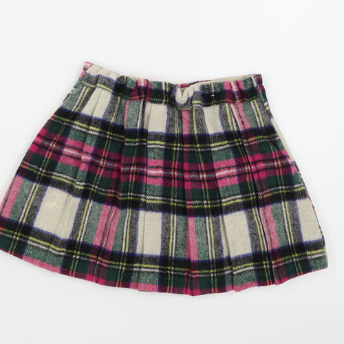 NEXT Girls Pink Plaid Knit Flare Skirt Size 3-4 Years