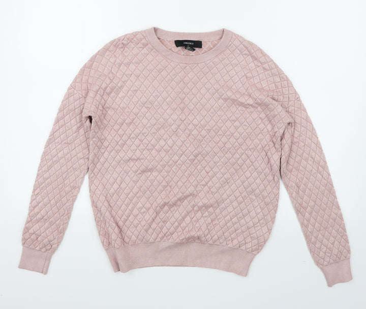 FOREVER 21 Womens Pink Argyle/Diamond Pullover Jumper Size S