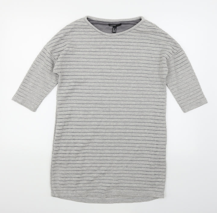 Mango Womens Grey Striped  Jumper Dress  Size XS