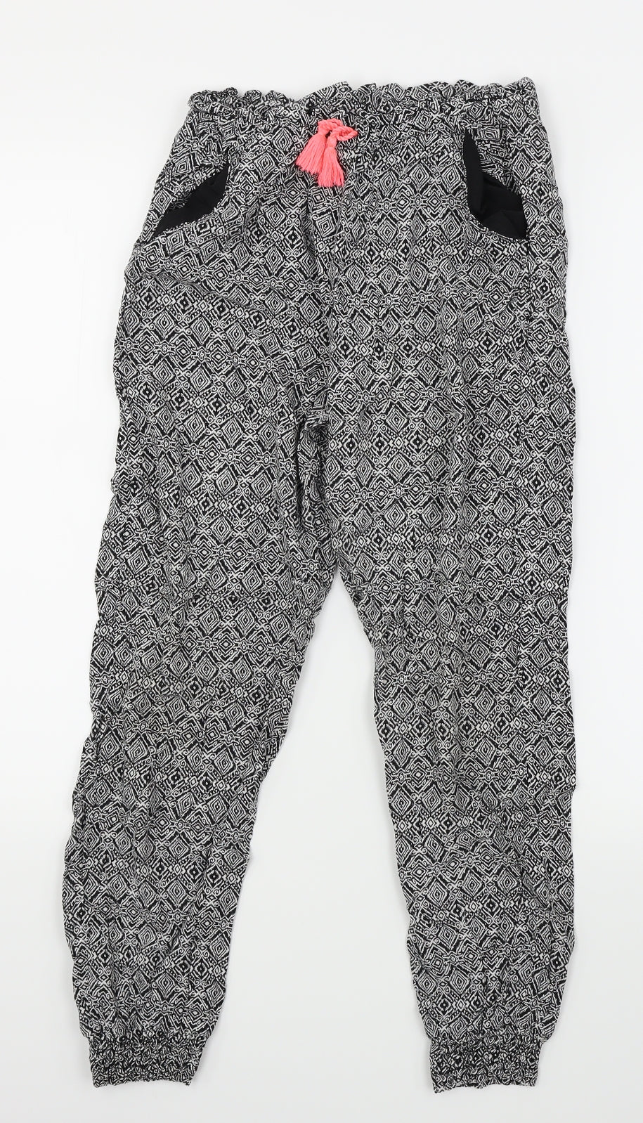 Primark Girls Black Argyle/Diamond  Harem Trousers Size 12-13 Years