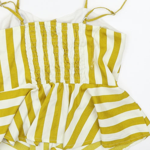 Blue Vanilla Womens Yellow Striped  Camisole Blouse Size 10