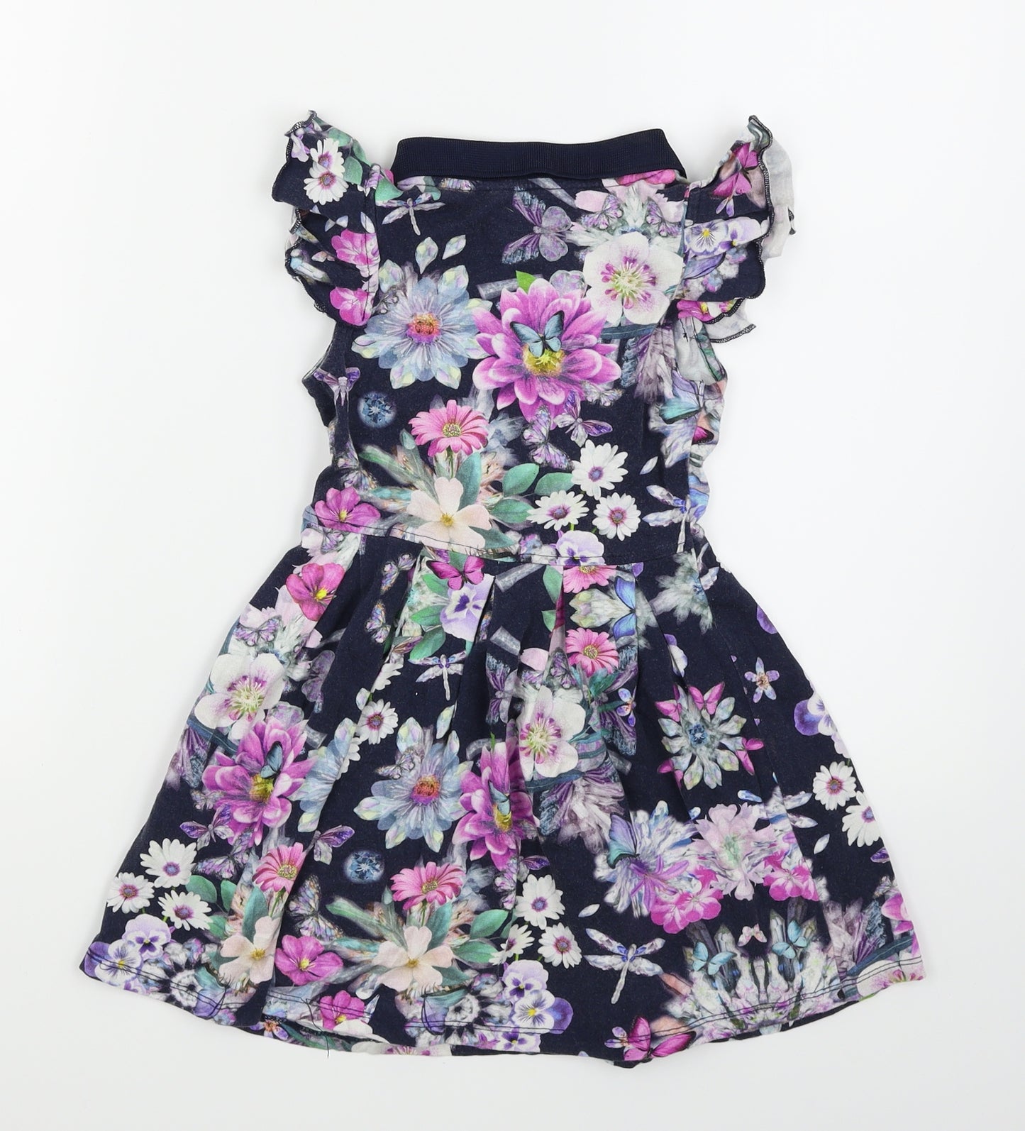 Lola Maverick Girls Blue Floral  Skater Dress  Size 3-4 Years