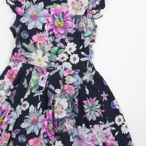 Lola Maverick Girls Blue Floral  Skater Dress  Size 3-4 Years