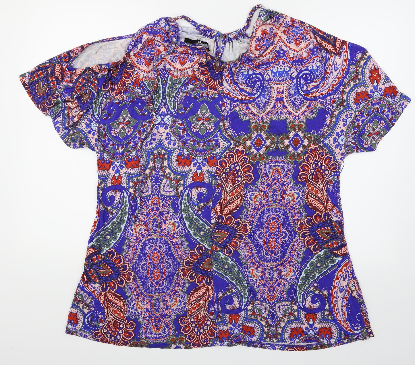 Very  Womens Blue Floral  Basic T-Shirt Size 10  - Cold Shoulder