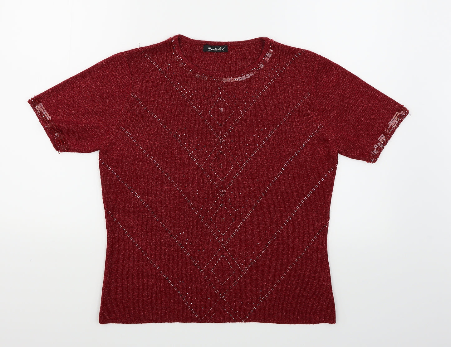 Berkerlex Womens Red   Basic T-Shirt Size 14