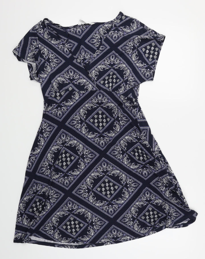 Collection Womens Blue Argyle/Diamond  Skater Dress  Size 10