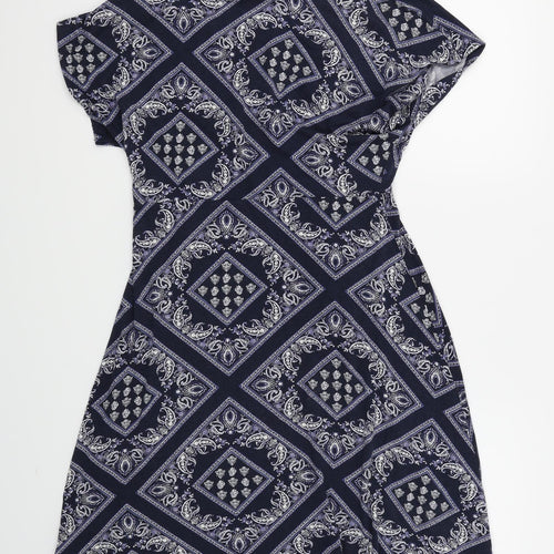Collection Womens Blue Argyle/Diamond  Skater Dress  Size 10