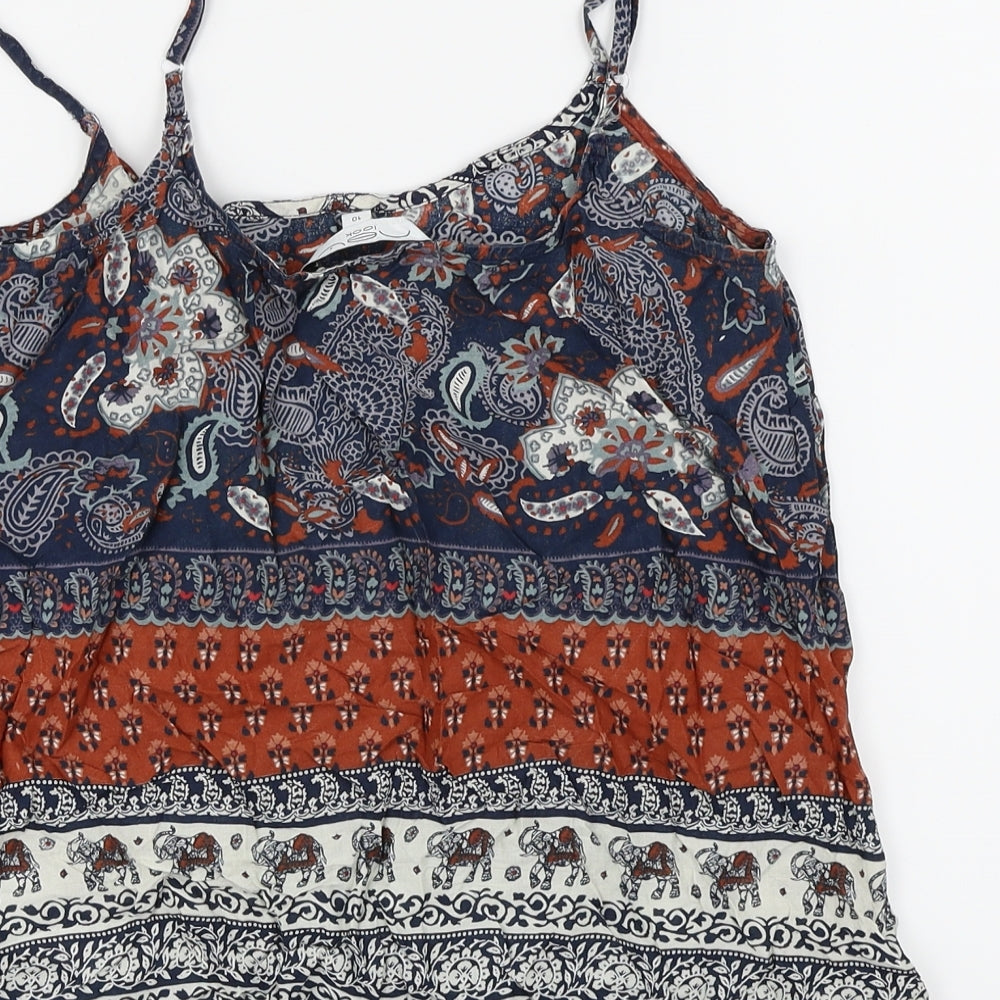 New Look Womens Blue Floral  Camisole Blouse Size 10