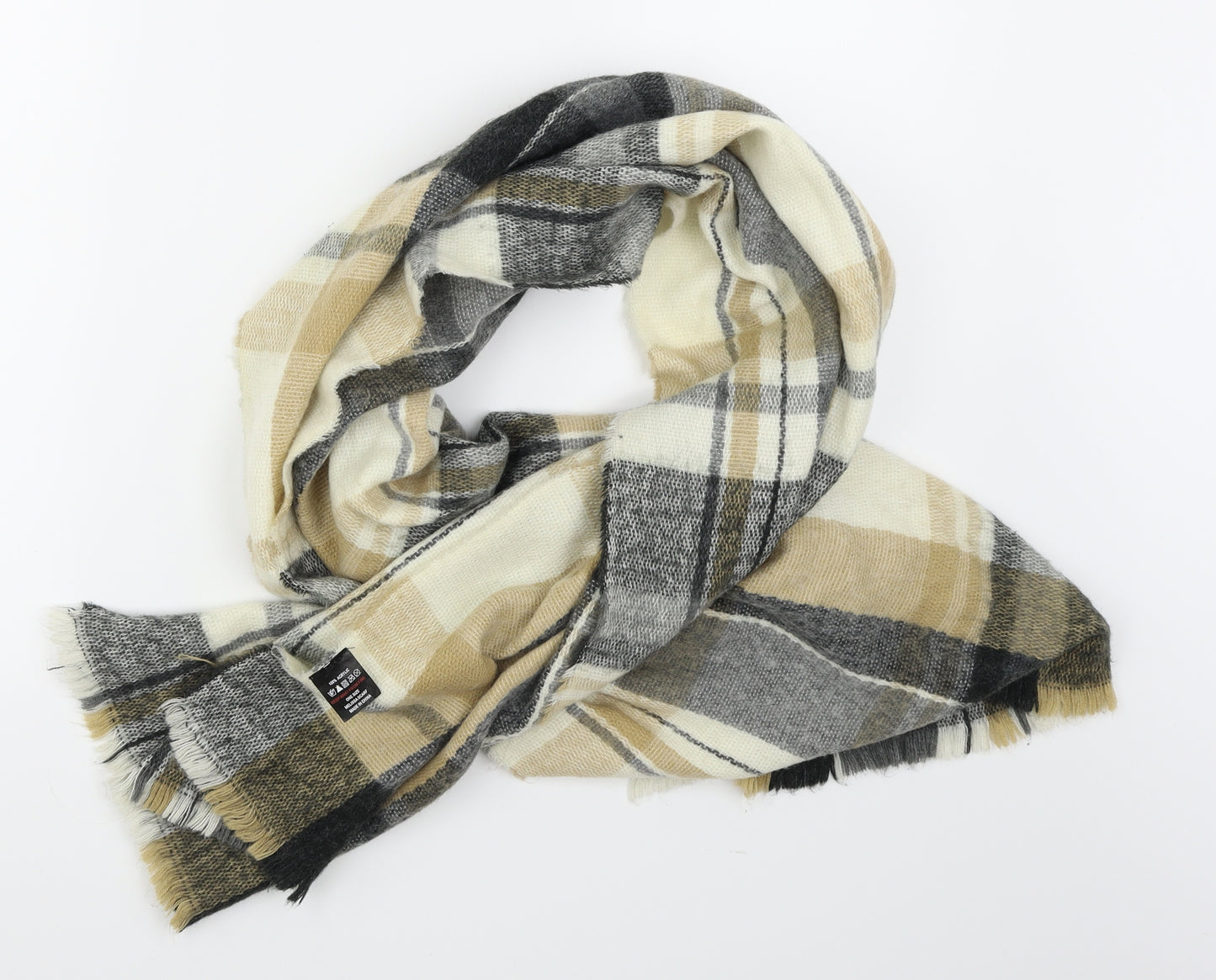 Preworn Womens Beige Plaid   Scarf