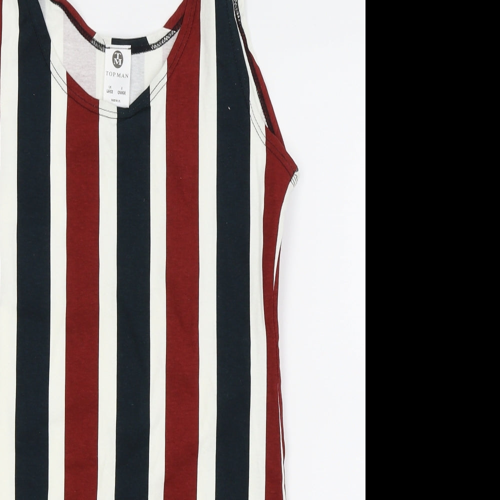 top man Mens Multicoloured Striped   T-Shirt Size L  - one-piece
