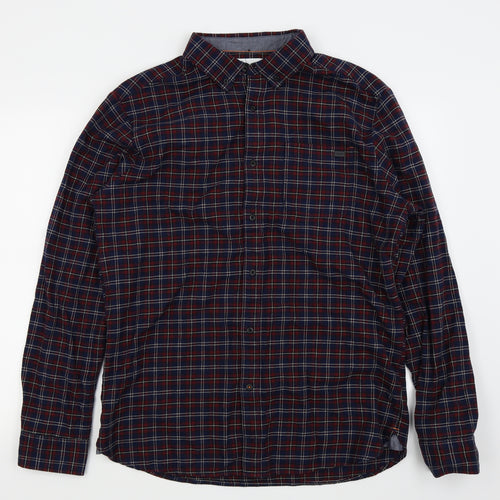 adapt Mens Blue Check   Button-Up Size L