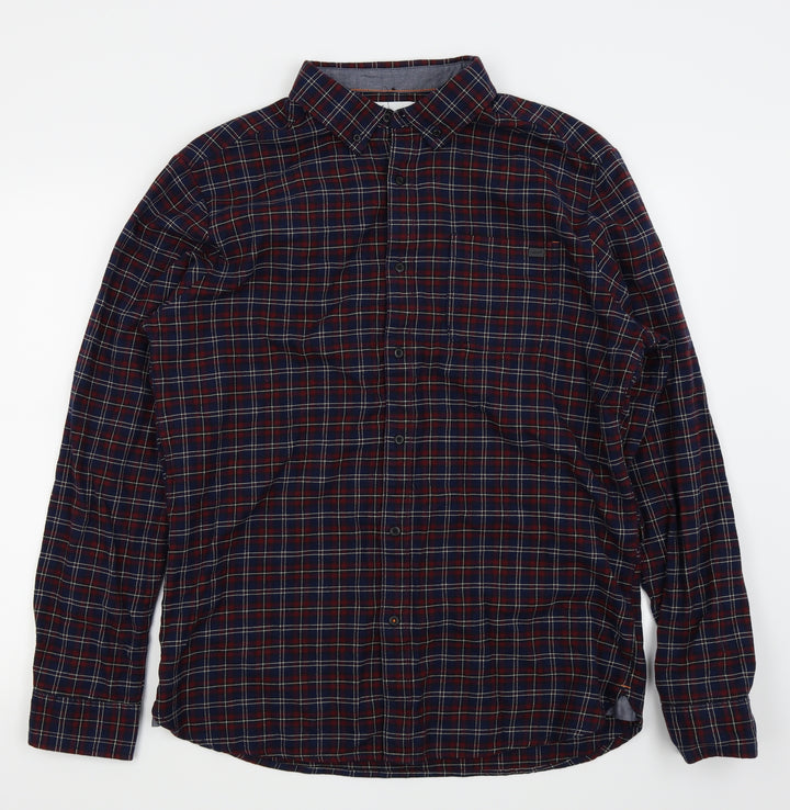 adapt Mens Blue Check Button-Up Size L