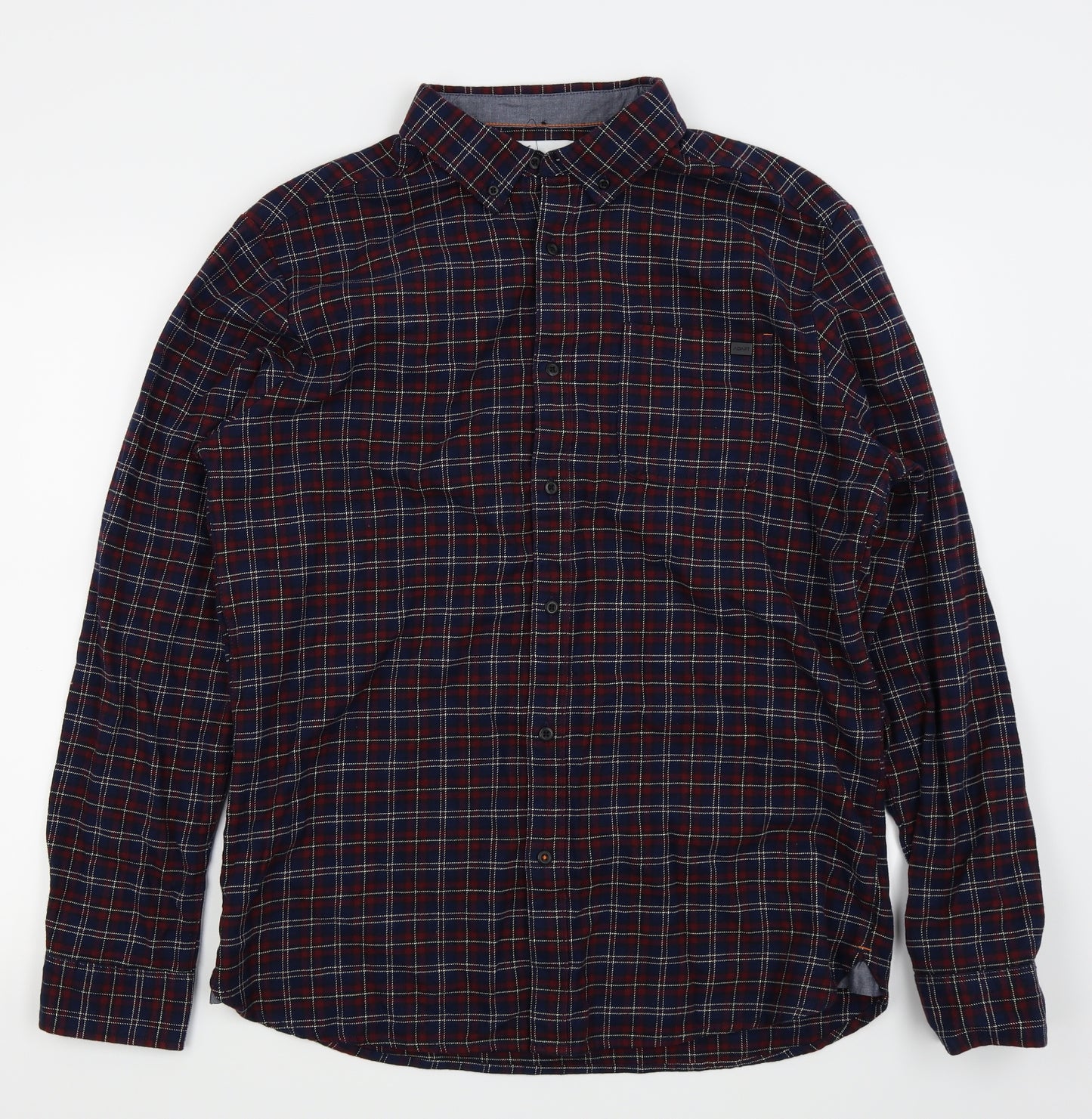 adapt Mens Blue Check   Button-Up Size L