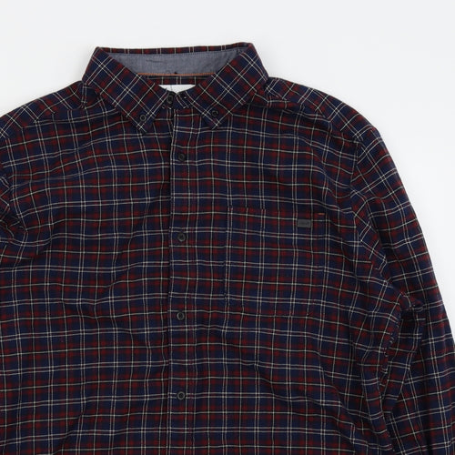 adapt Mens Blue Check   Button-Up Size L
