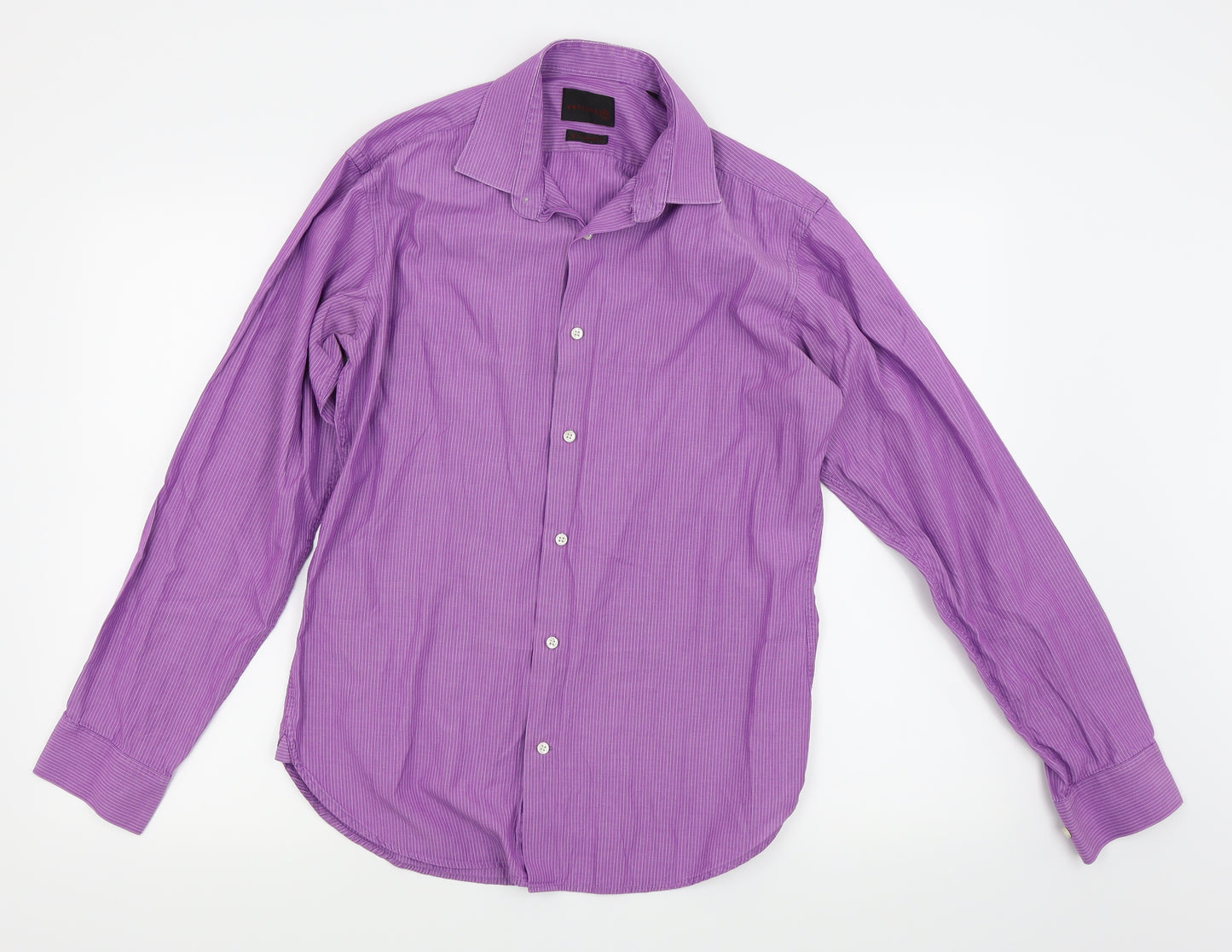 Ventuno 21 Mens Purple Pinstripe   Dress Shirt Size 38