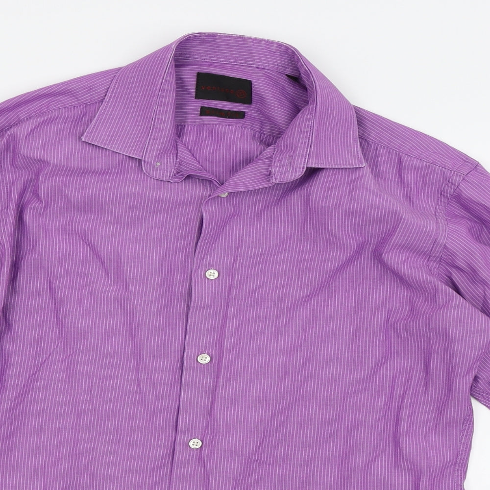 Ventuno 21 Mens Purple Pinstripe   Dress Shirt Size 38
