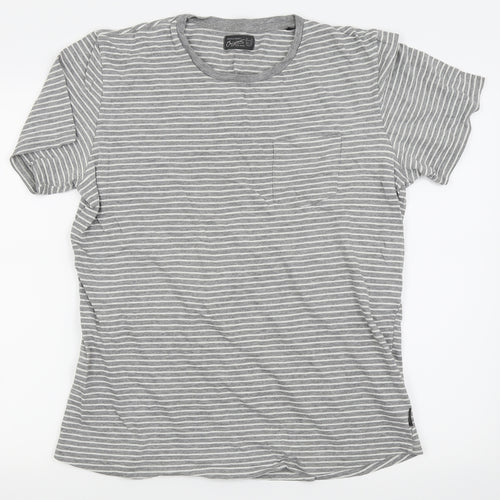 jack and jones Mens Grey Striped   T-Shirt Size XL