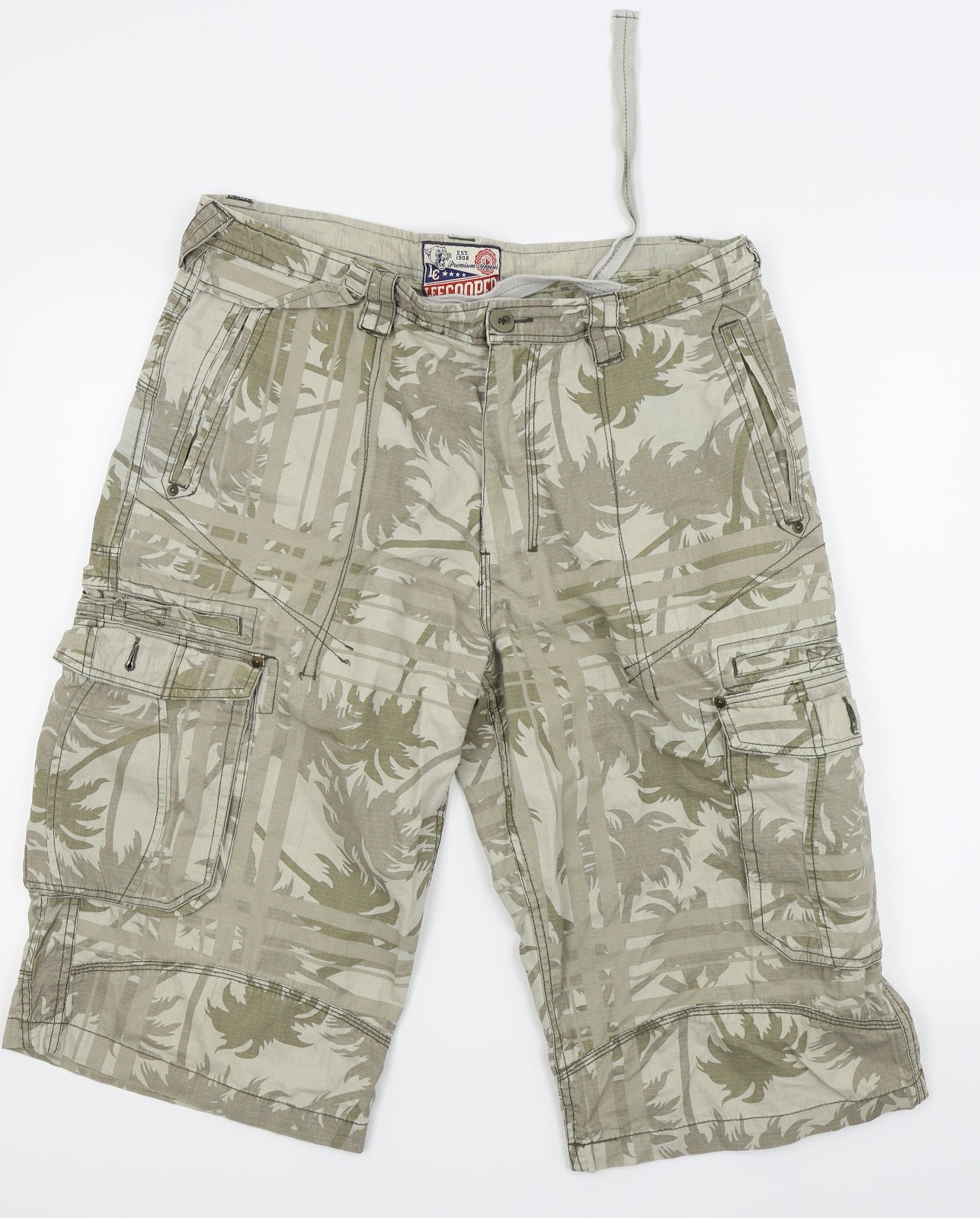 le cooper Mens Beige Floral  Cargo Shorts Size 38 in