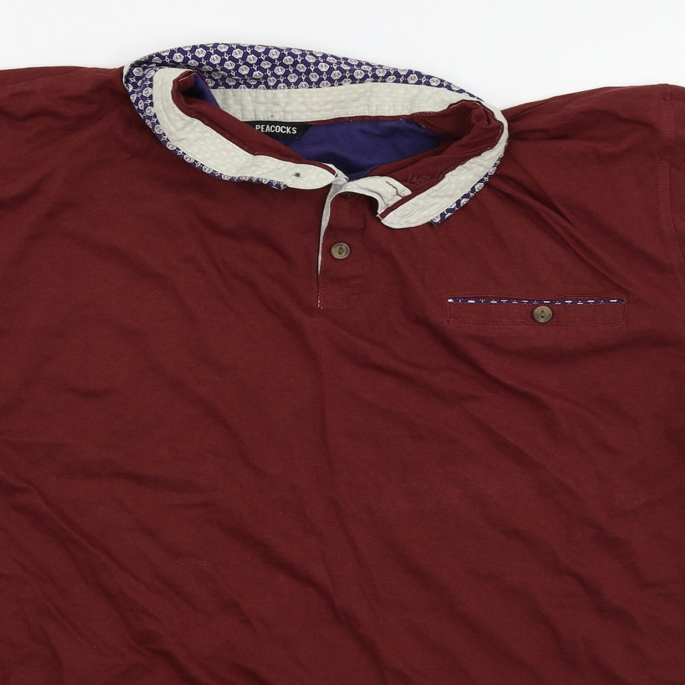 Peacocks Mens Red    Polo Size XL
