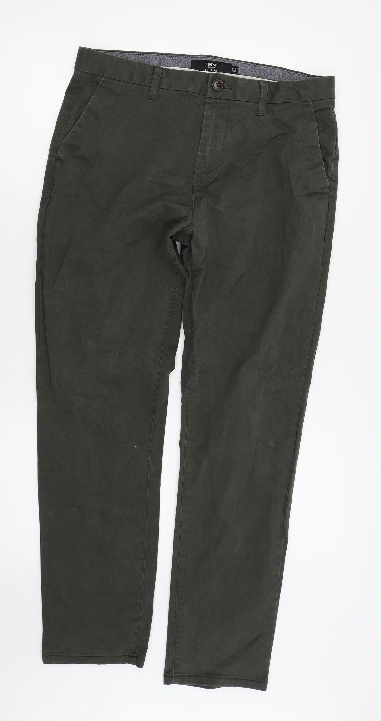 NEXT Mens Green   Chino Trousers Size 32 L27 in