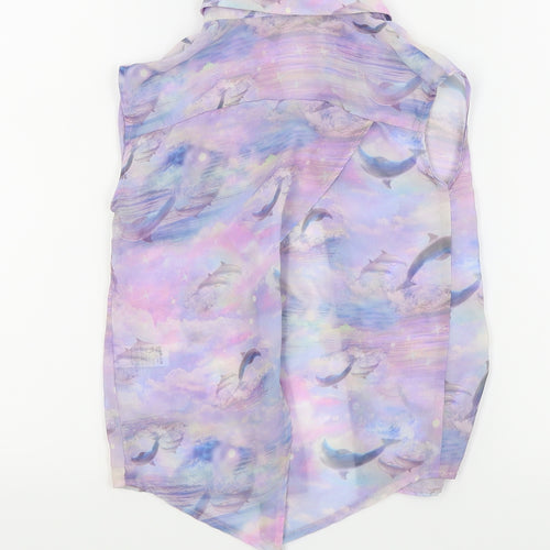 TU Girls Purple Animal Print  Basic Blouse Size 4 Years