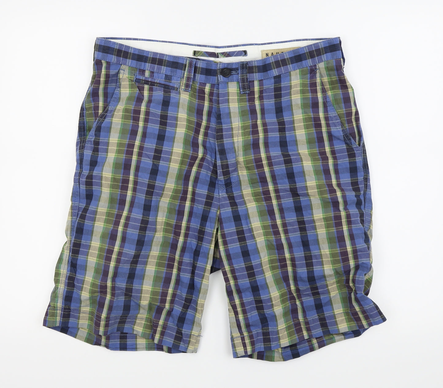 Nautica Mens Green Check  Chino Shorts Size 33 in