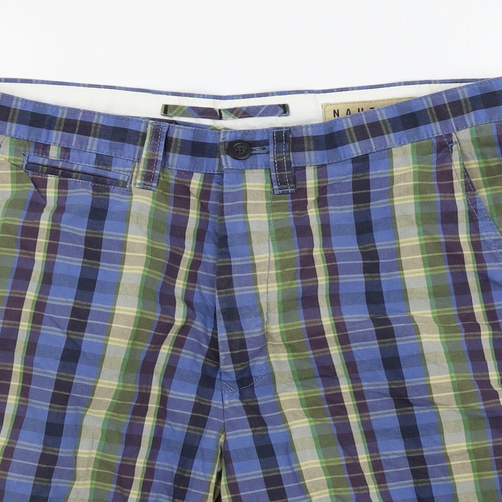 Nautica Mens Green Check  Chino Shorts Size 33 in