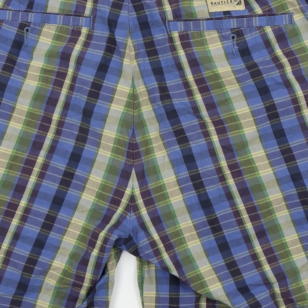 Nautica Mens Green Check  Chino Shorts Size 33 in