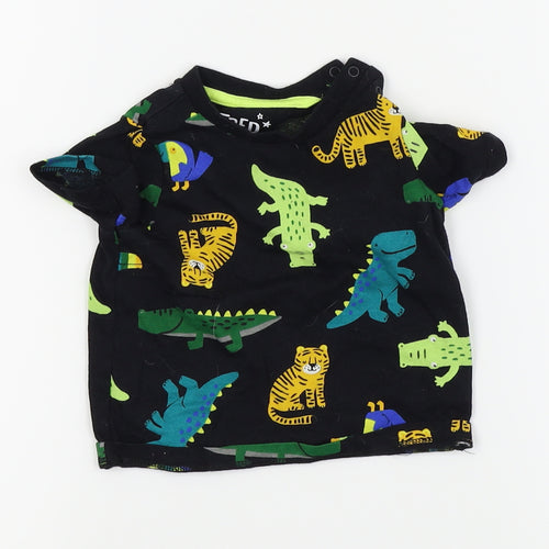 fred & flo  Black Animal Print  Basic T-Shirt Size 0-3 Months
