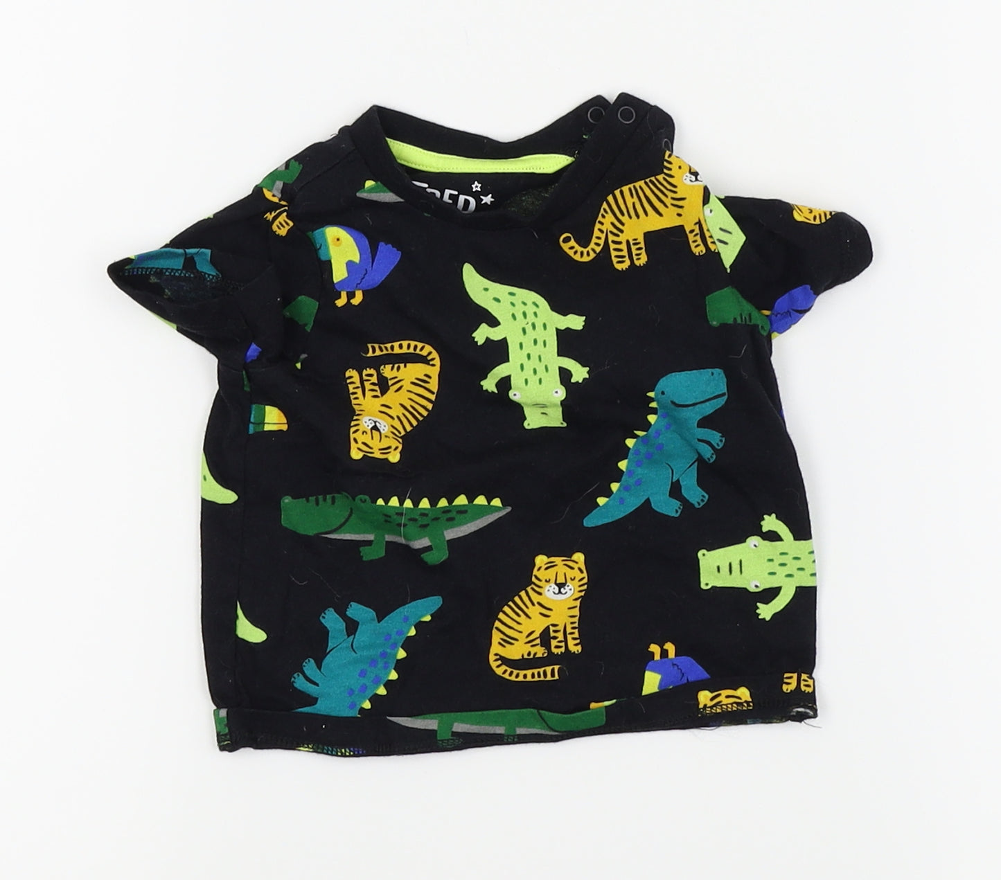 fred & flo  Black Animal Print  Basic T-Shirt Size 0-3 Months