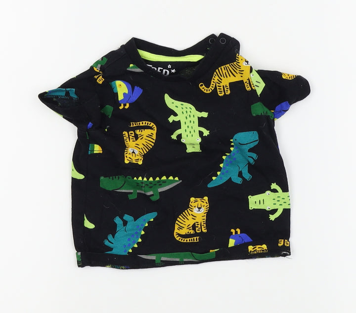 fred & flo  Black Animal Print  Basic T-Shirt Size 0-3 Months