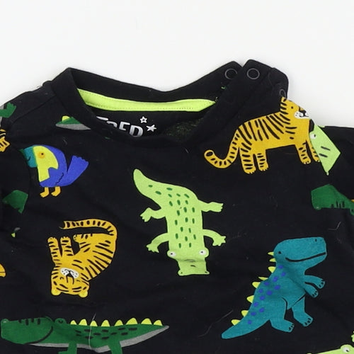 fred & flo  Black Animal Print  Basic T-Shirt Size 0-3 Months
