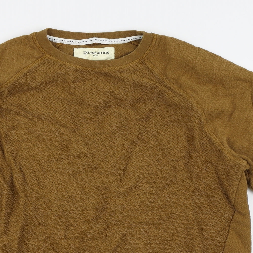 stradivarious Mens Brown   Henley Hoodie Size M