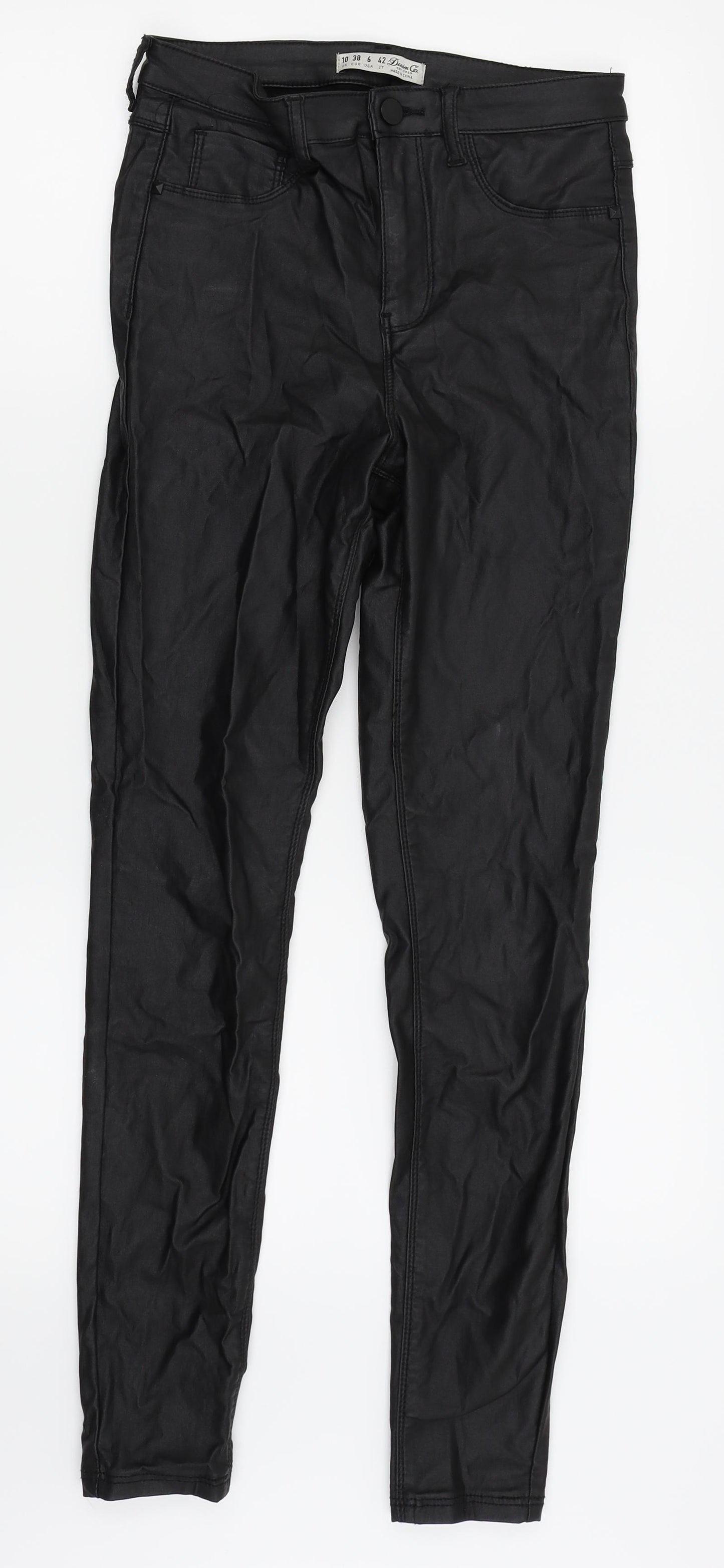 denim and co Womens Black Houndstooth  Skinny Jeans Size 10 L27 in - leather jeans