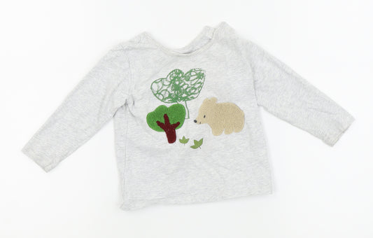 Front view of Next boys’ grey basic t-shirt, size 12-18, months