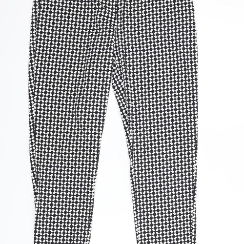 H&M Womens Black Houndstooth  Carrot Trousers Size 8 L25.5 in