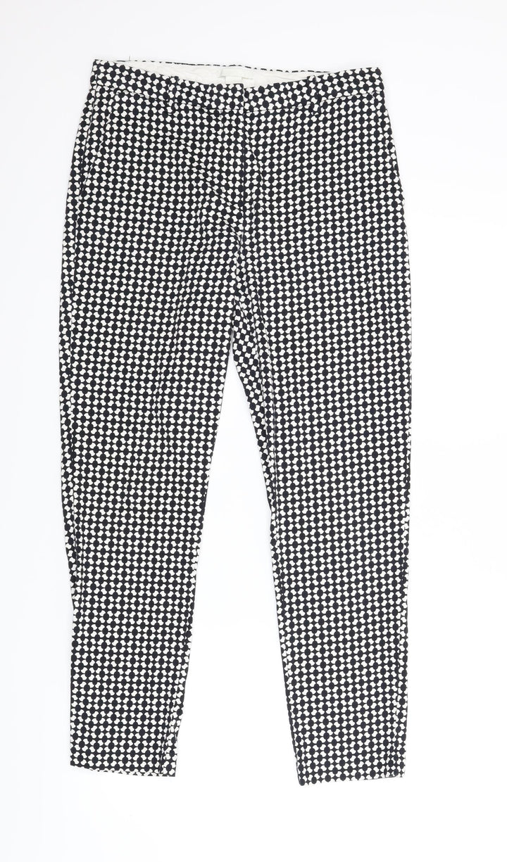 H&M Womens Black Houndstooth Carrot Trousers Size 8 L25.5 in