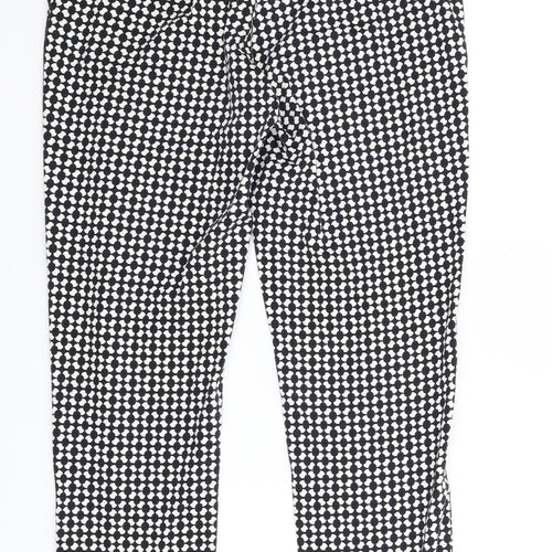 H&M Womens Black Houndstooth  Carrot Trousers Size 8 L25.5 in