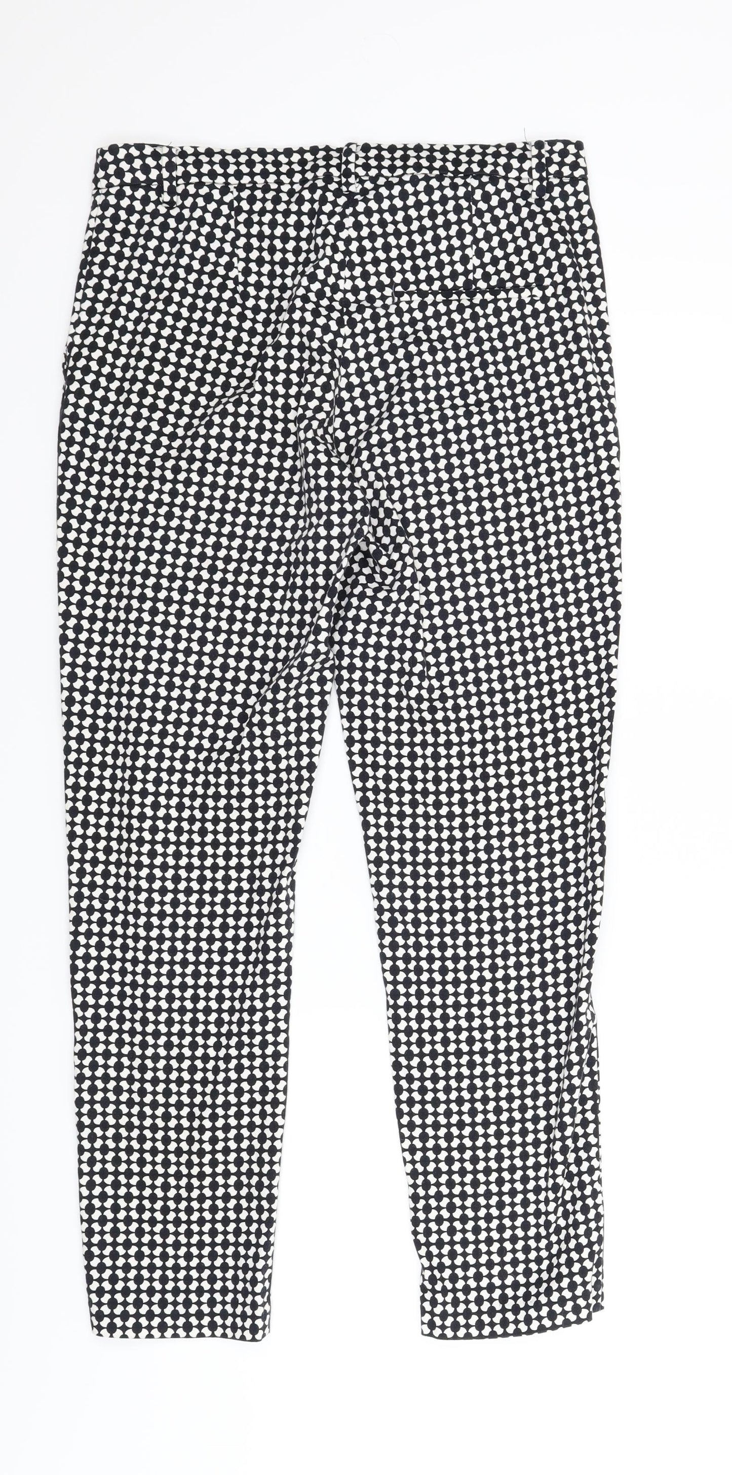 H&M Womens Black Houndstooth  Carrot Trousers Size 8 L25.5 in