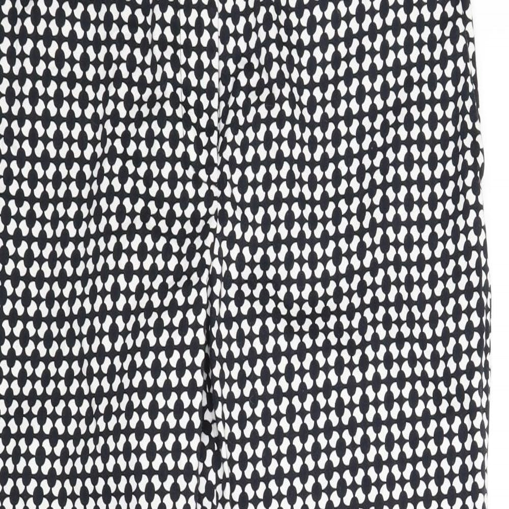H&M Womens Black Houndstooth  Carrot Trousers Size 8 L25.5 in