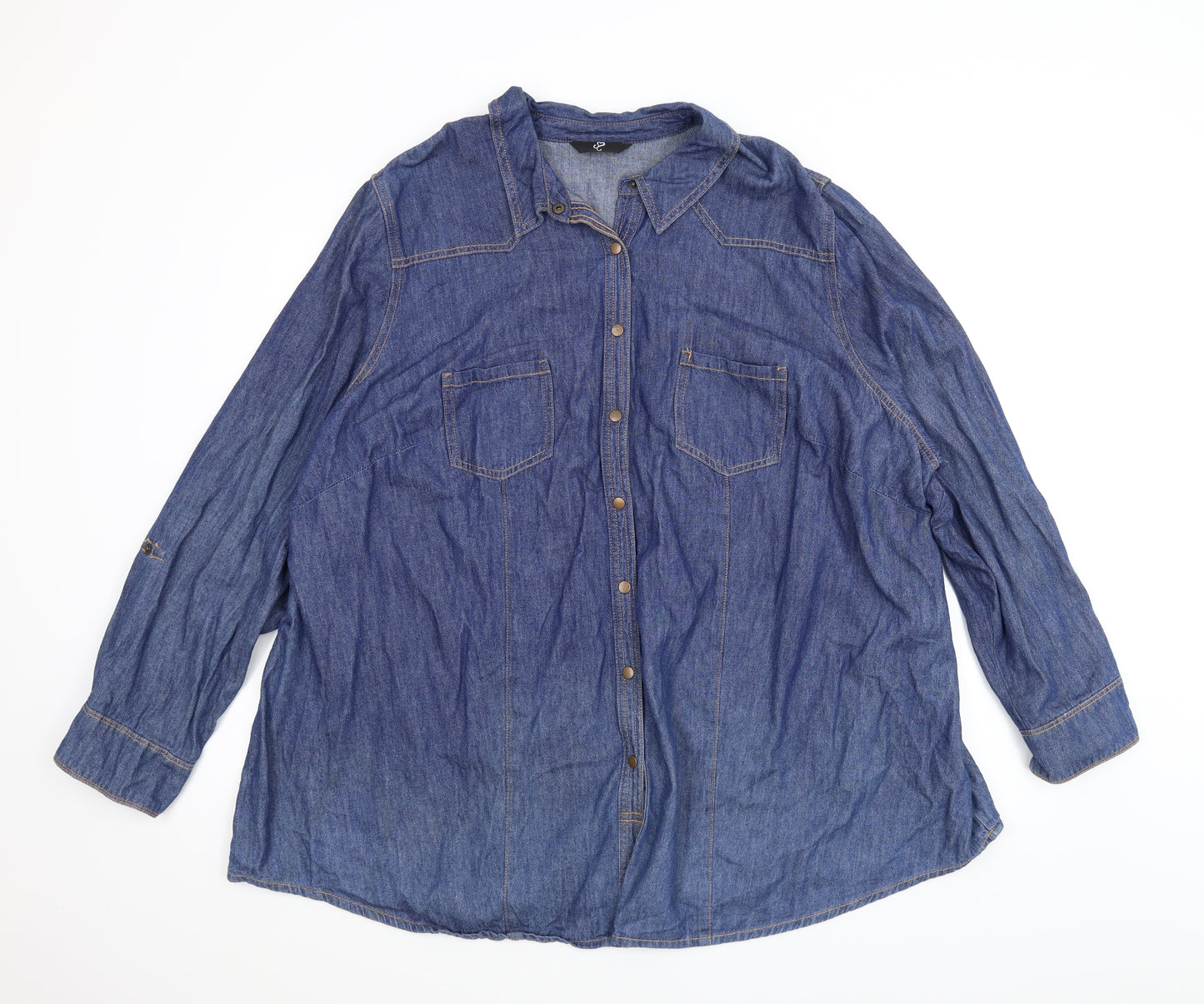 Preworn Womens Blue  Denim Basic Button-Up Size 30