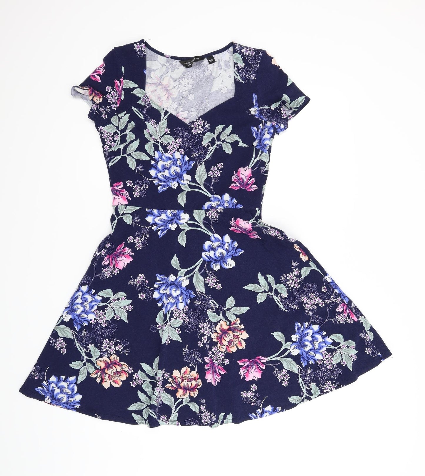 Dorothy Perkins Womens Blue Floral  A-Line  Size 12