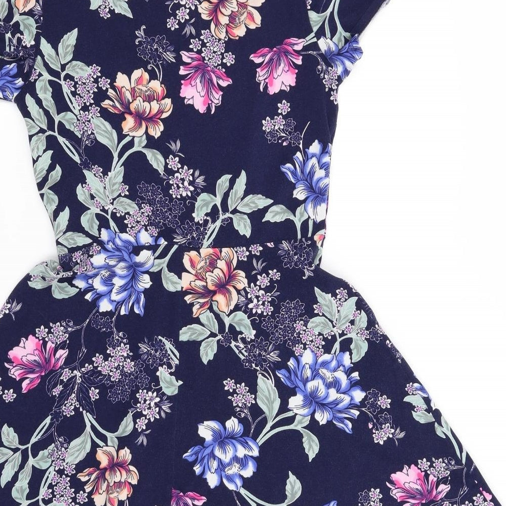 Dorothy Perkins Womens Blue Floral  A-Line  Size 12