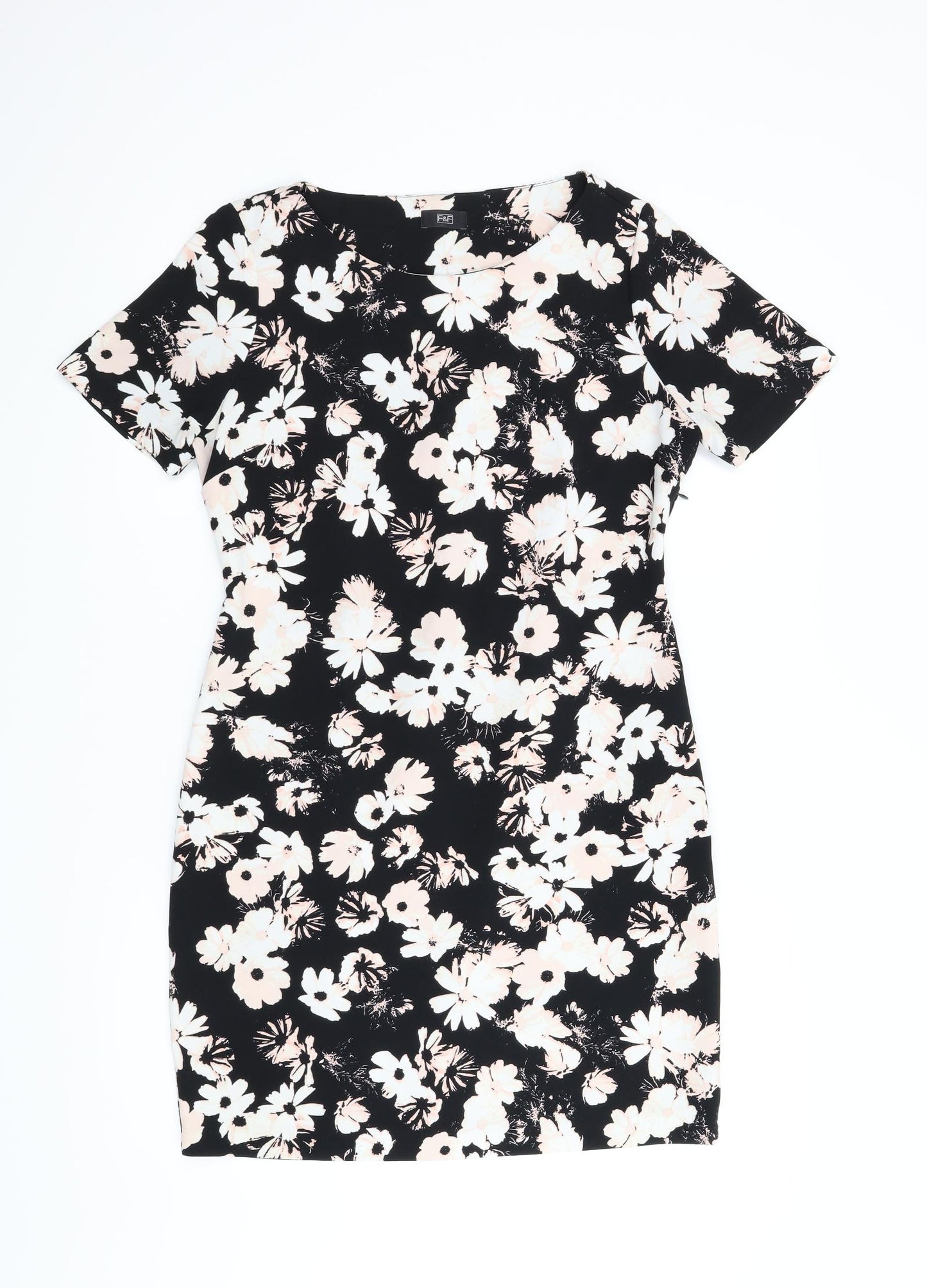 F&F Womens Black Floral  Pencil Dress  Size 10